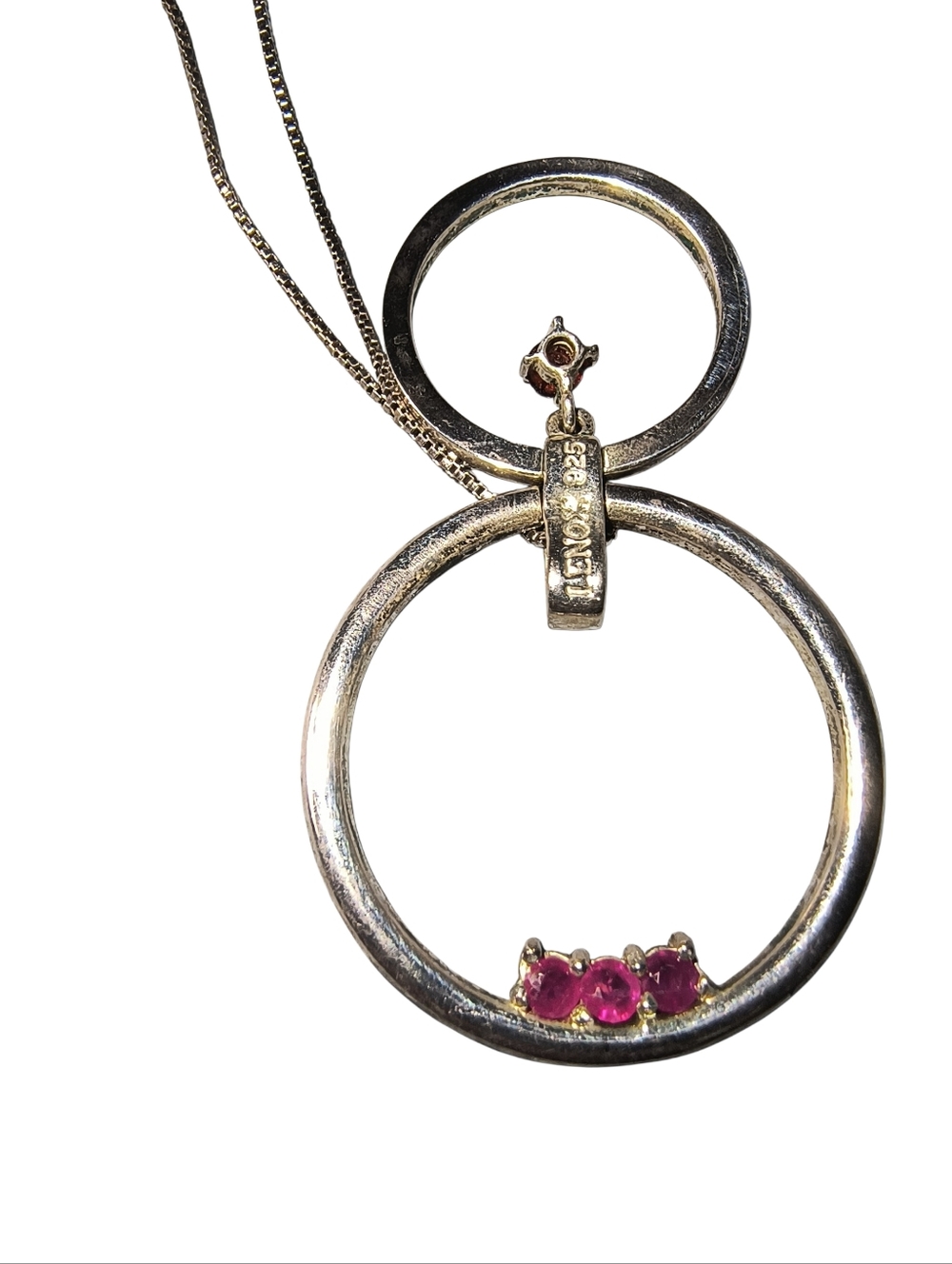 Vintage Lenox Ruby, Garnet And Sterling Silver Pendant Necklace - Picture 8 of 9